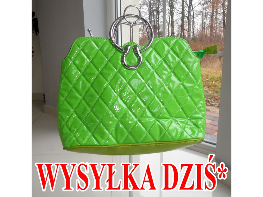 GESTEPPTE GRÜNE NEON-TASCHE A4 AUF DER SCHULTER - 1
