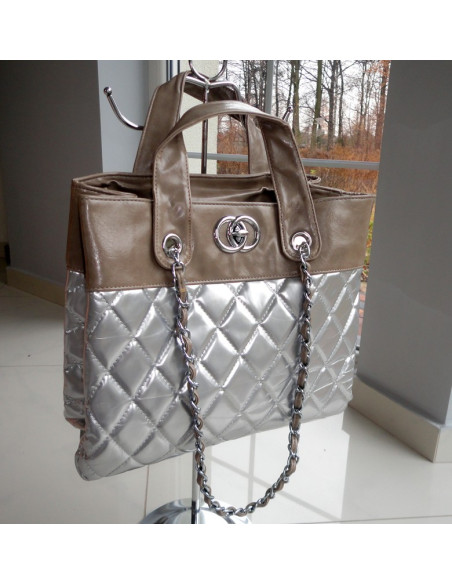 SILVER QUILTED NEON BAG