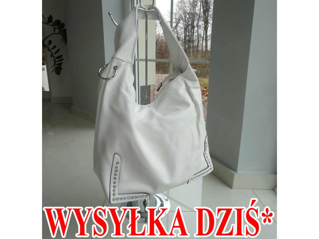 SLICZNA BIALA TOREBKA CEKINY EKOSKORA