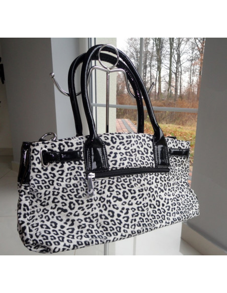 SAC LÉOPARD BLANC LAQUÉ NOIR - 3