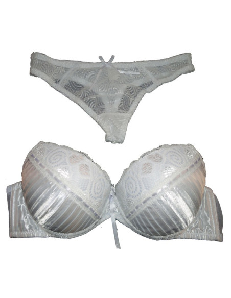 DESSOUS-SET WEIßER SATIN-STRING - 2