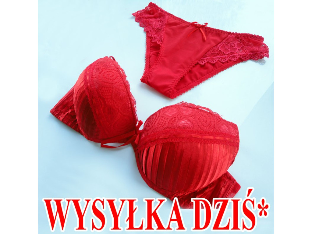 KOMPLET BIELIZNY BIAŁY STRINGI SATYNOWY