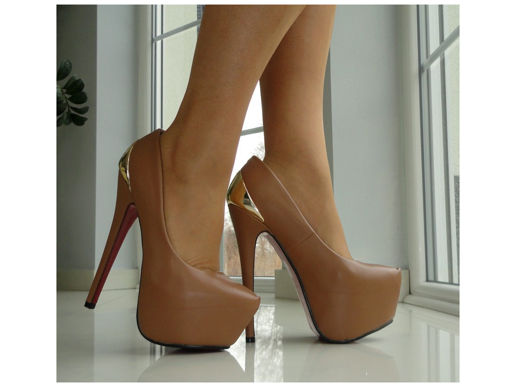 SZPILKI WYSOKIE CAMEL NUDE 16CM OBCAS