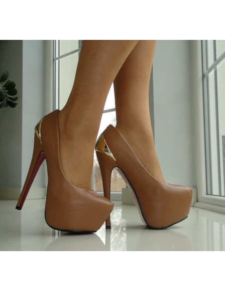 SZPILKI WYSOKIE CAMEL NUDE 16CM OBCAS