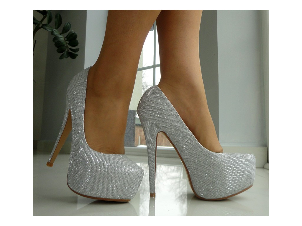 HOHE PINS SILBER-GLITTER-PLATTFORM - 2