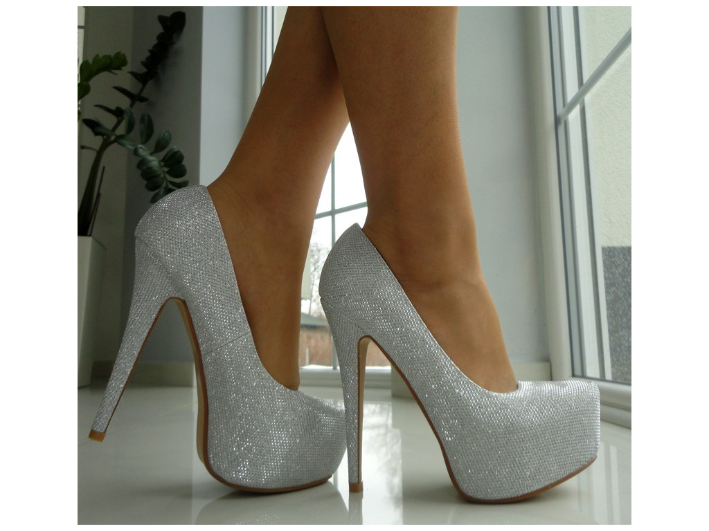 PLATFORMA SILVER GLITTER S VYSOKÝMI PODPĚTY - 3