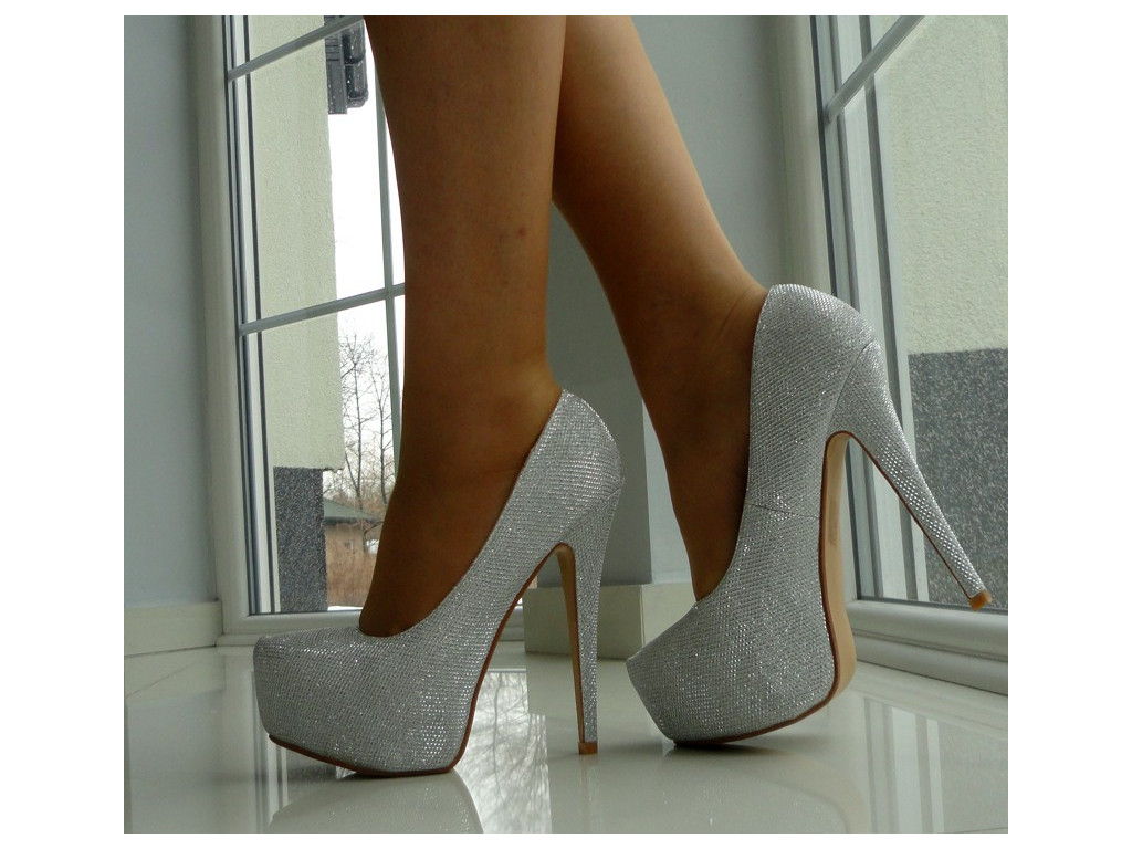 HIGH PINS SILVER GLITTER PLATFORM - 5