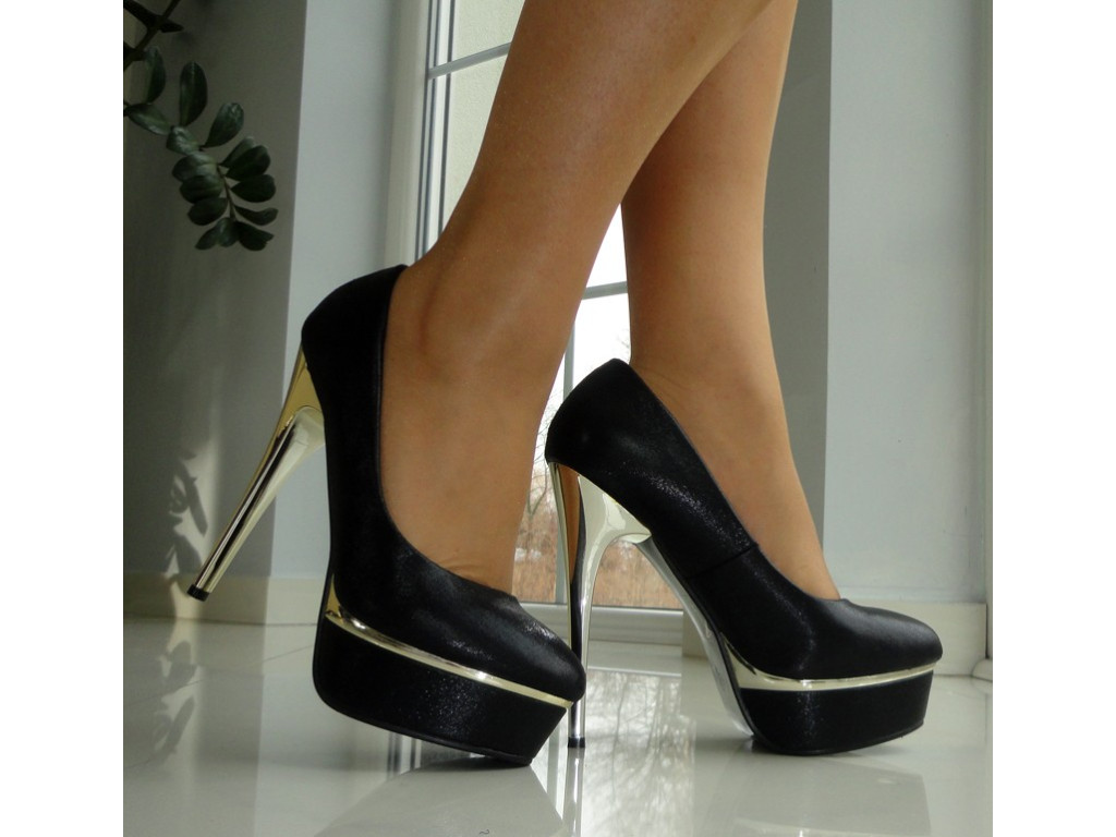 AUGSTI STILETTO PAPĒŽI AR PLATFORMU MELNI  - 2
