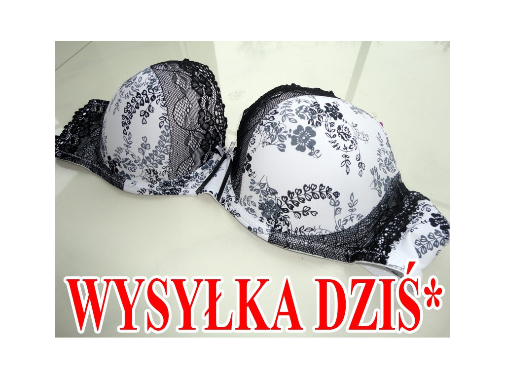 BIUSTONOSZ SEXI BIAŁO CZARNY KORONKA