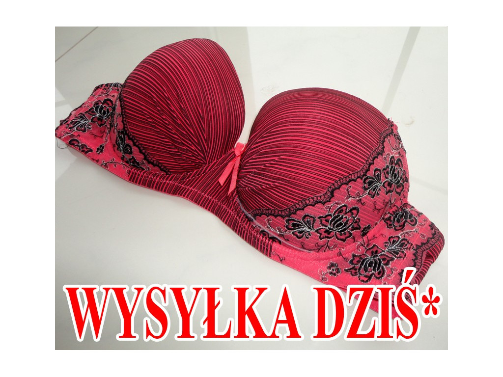 BIUSTONOSZ CZERWONY KWIATY POWIĘKSZAJĄCY
