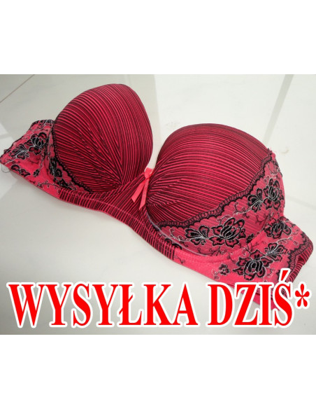 BIUSTONOSZ CZERWONY KWIATY POWIĘKSZAJĄCY