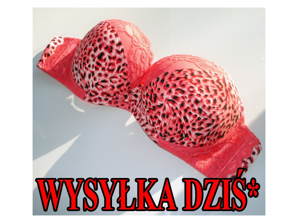 BIUSTONOSZ POWIEKSZAJĄCY RÓŻOWY W PANTERKĘ