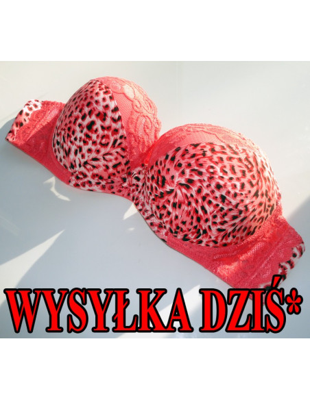 BIUSTONOSZ POWIEKSZAJĄCY RÓŻOWY W PANTERKĘ
