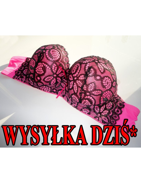 BRA PINK BLACK SEXY LACE - 1