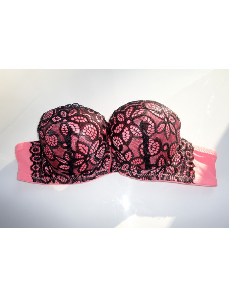SOUTIEN-GORGE CORAIL NOIR EN DENTELLE SEXY - 2