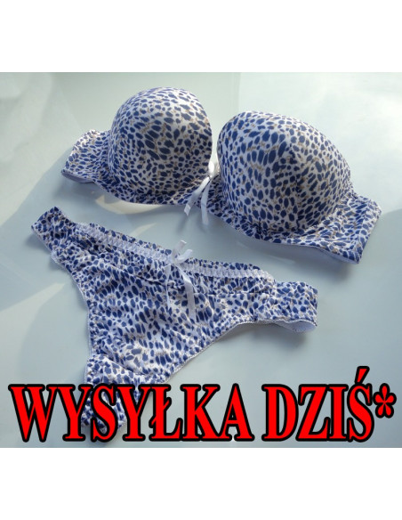 BIUSTONOSZ PANTERKA NIEBIESKO BIAŁA