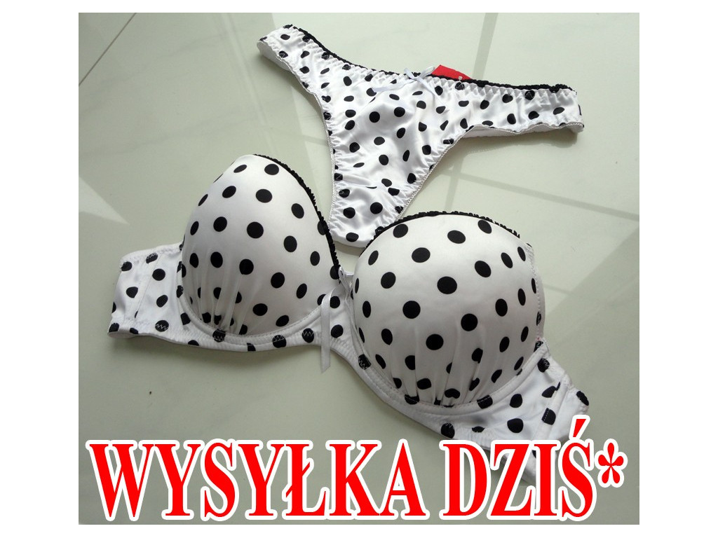 DESSOUS-SET STRING WEIß SCHWARZE PUNKTE - 1
