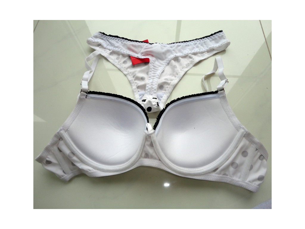 DESSOUS-SET STRING WEIß SCHWARZE PUNKTE - 3