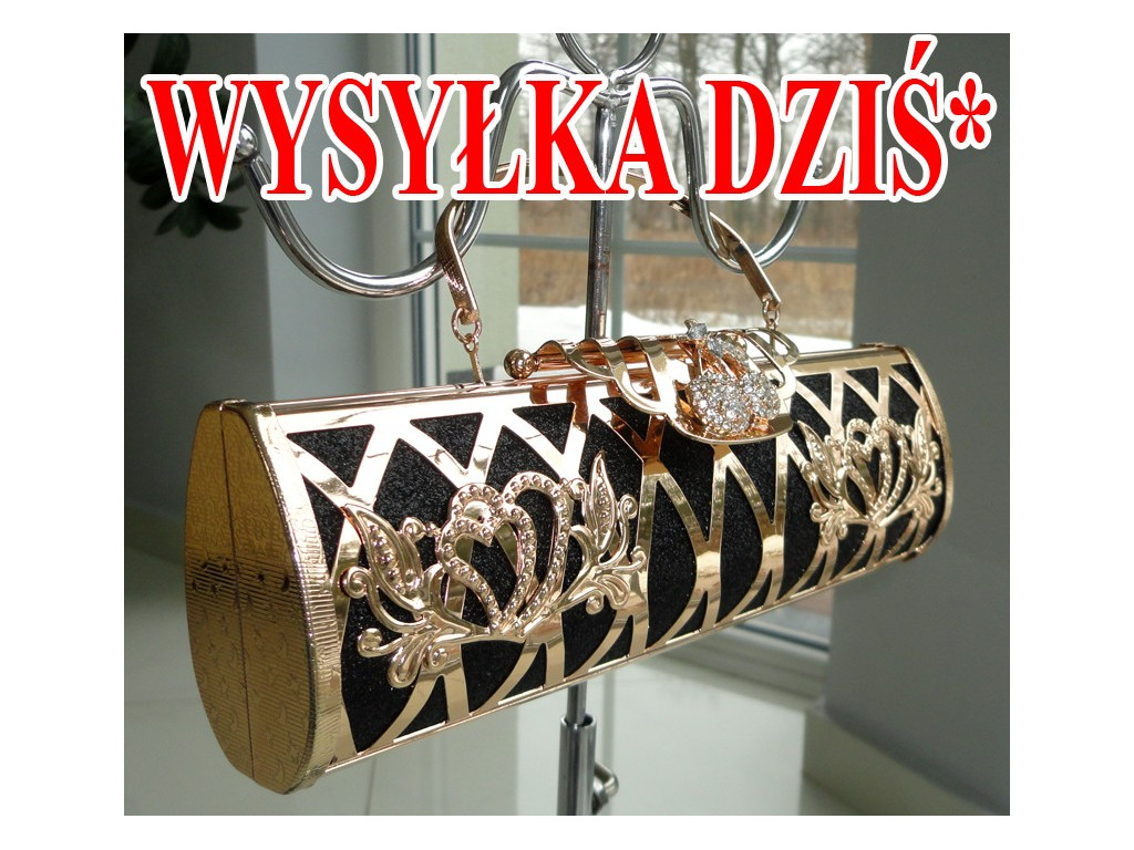 TOREBKA WIECZOROWA CZARNA ZŁOTE DODATKI