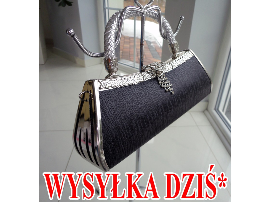 TOREBKA WIECZOROWA CZARNA CEKINY SREBRNE DODATKI