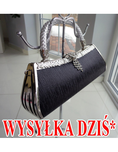 TOREBKA WIECZOROWA CZARNA CEKINY SREBRNE DODATKI