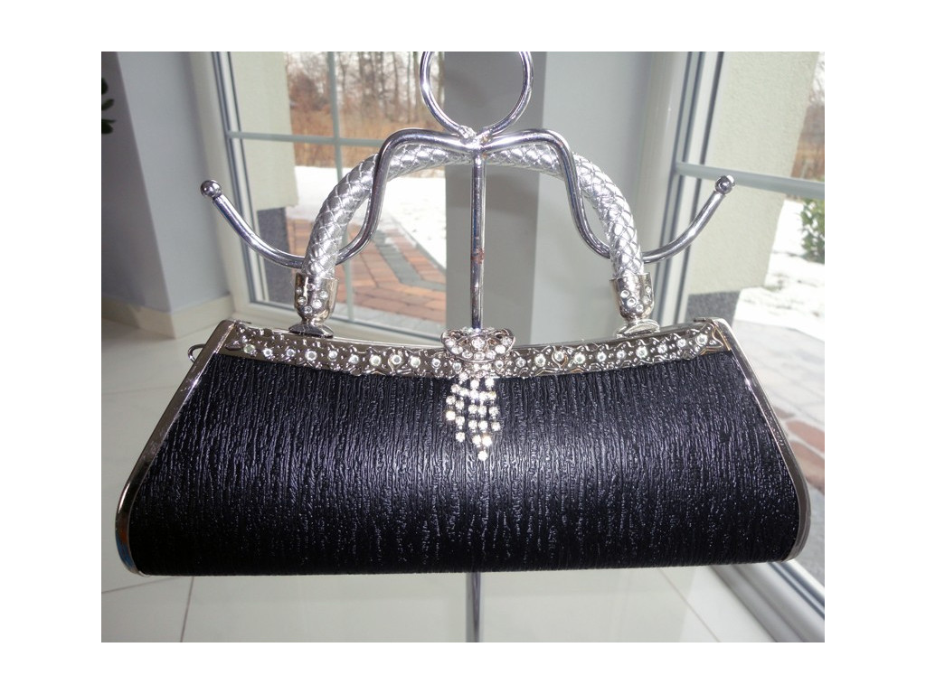 SAC DE SĂRĂ ACCESORII DE ARGINT CU PAIȚE NEGRE - 4