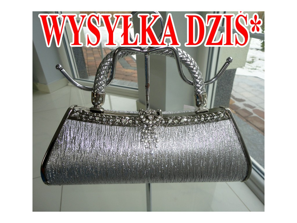 TOREBKA WIECZOROWA SREBRNA ŚLICZNE CEKINY 