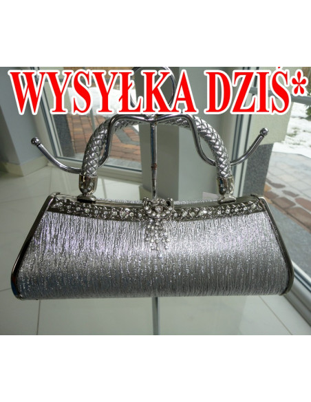 TOREBKA WIECZOROWA SREBRNA ŚLICZNE CEKINY 