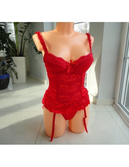 GORSET SEXY CZERWONY KORONKA