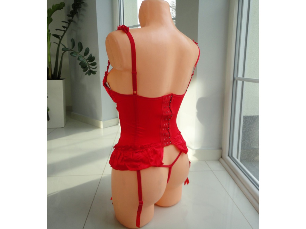 GORSET SEXY CZERWONY KORONKA