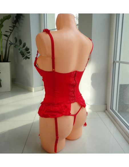 GORSET SEXY CZERWONY KORONKA