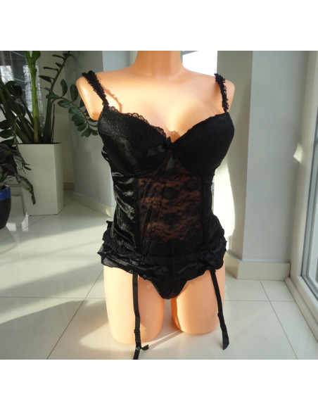 GORSET SEXY CZARNY KORONKA