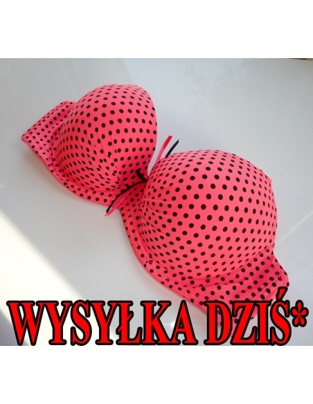 BIUSTONOSZ KORALOWY W CZARNE GROSZKI