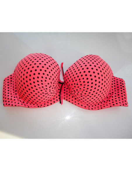 SOUTIEN-GORGE EN CORAIL À POIS NOIRS - 2