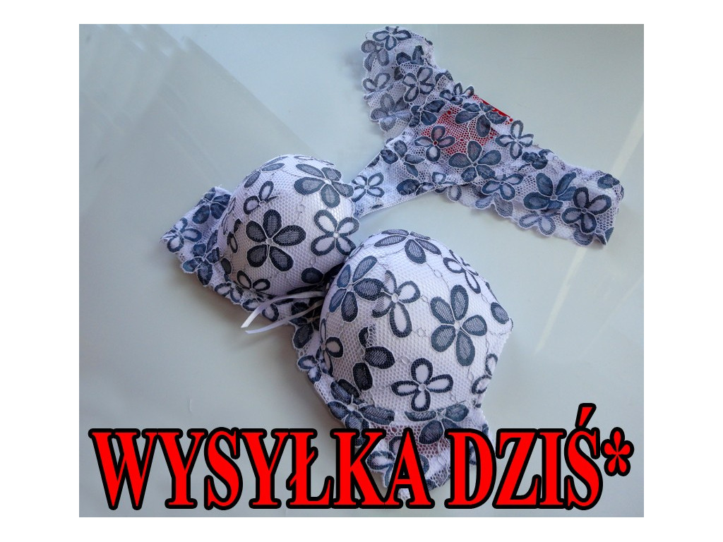 KOMPLETY BIELIZNY BIAŁY SREBRNE KWIATY