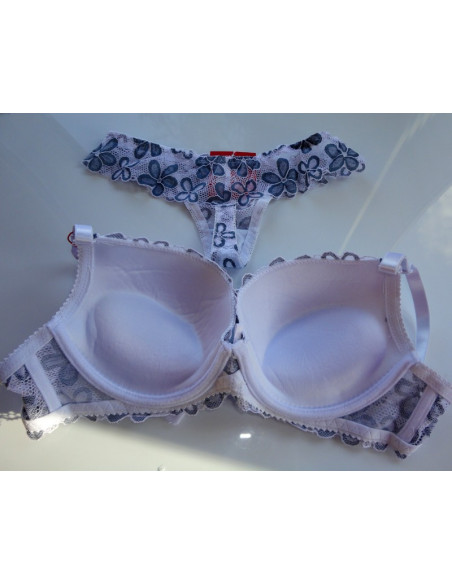 ENSEMBLES DE SOUS-VÊTEMENTS FLEURS BLANCHES ARGENTÉES - 3
