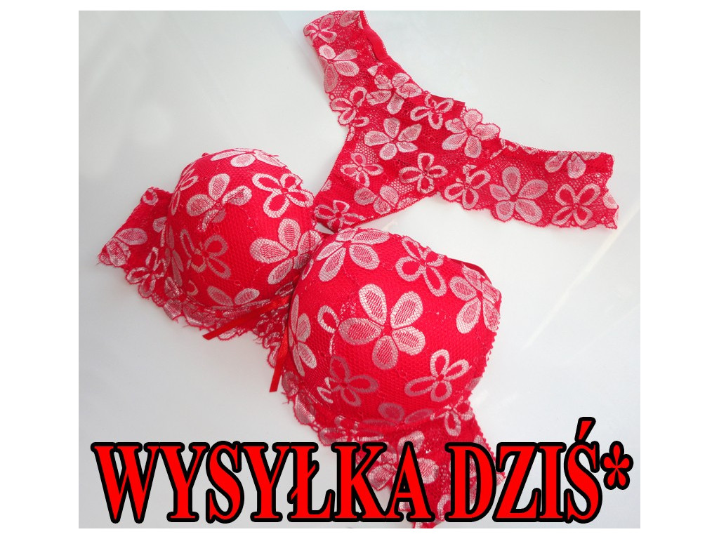 Fehérnemű szett vörös ezüst virágokat - 1