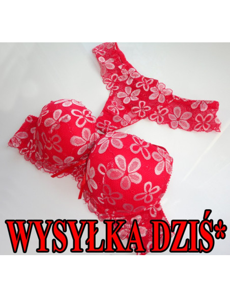 Fehérnemű szett vörös ezüst virágokat - 1