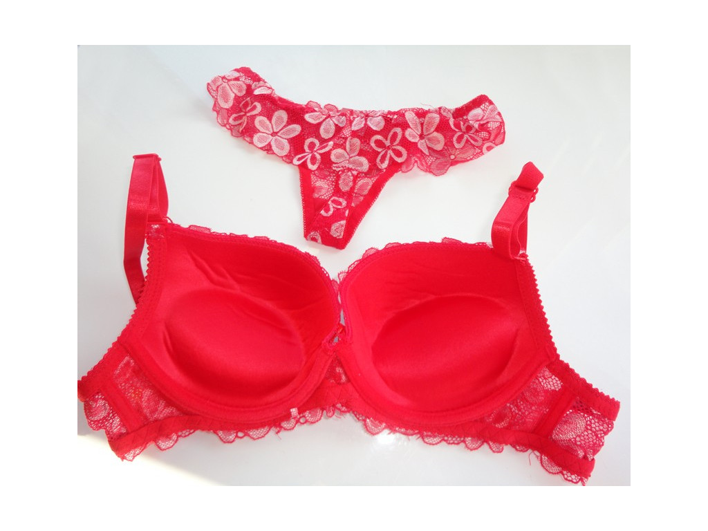 LINGERIE SETĂ FLORI DE ARGINT ROȘU - 3