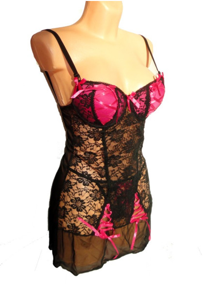 TRIČKO BLACK LACE PINK NIGHT - 2