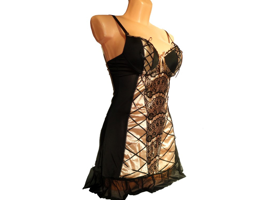 BEIGE RIBBONS SATIN T-SHIRT - 2