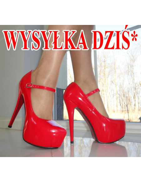 SZPILKI WYSOKIE LAKERKI CZERWONE PASECZEK