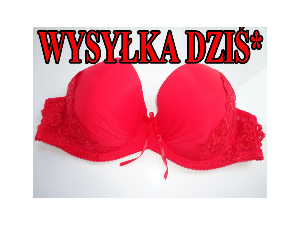 BIUSTONOSZ CZERWONY GŁADKI KORONKA MAXI