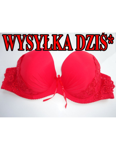 BIUSTONOSZ CZERWONY GŁADKI KORONKA MAXI