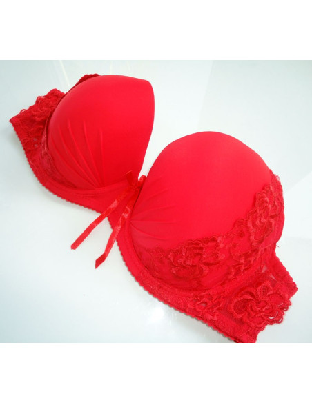 RED SMOOTH LACE MAXI BRA - 2