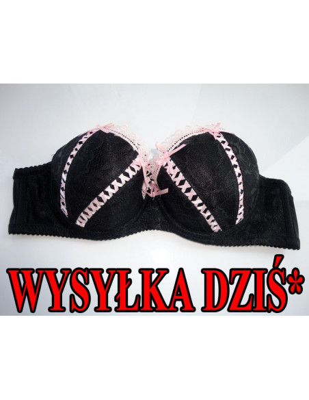 BIUSTONOSZ CZARNY KORONOWY WSTĄŻECZKI 