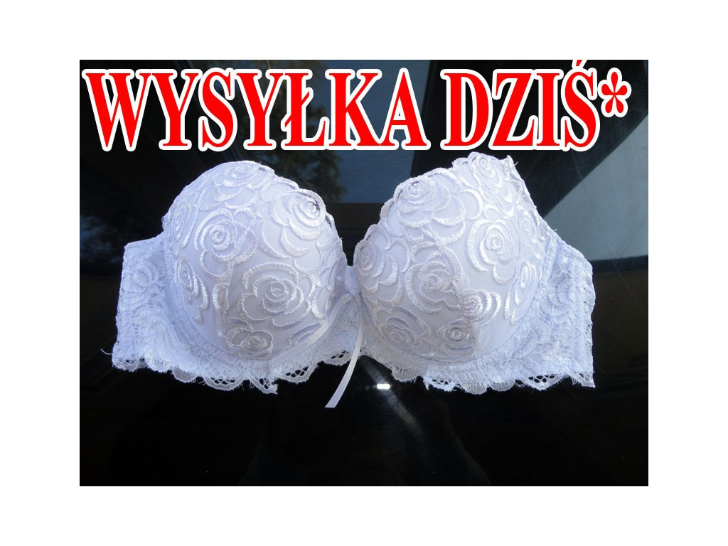 BIUSTONOSZ BIAŁY ZDIOBIONY HAFTEM PUSH UP