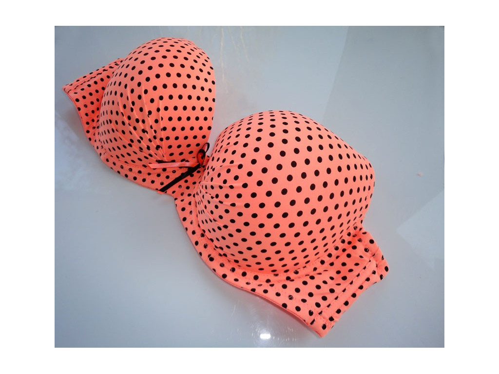 NEON POLKA DOT BRA CORAL - 2