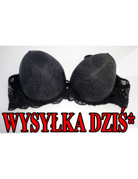 BIUSTONOSZ CZARNY GŁADKI Z KORONKĄ