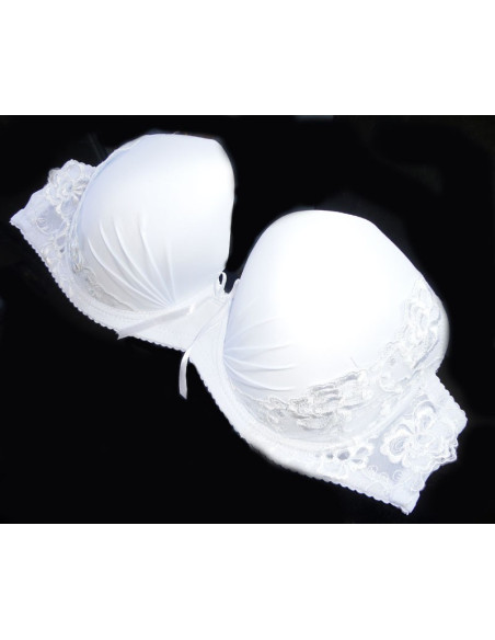 SOUTIEN-GORGE BLANC LISSE AVEC DENTELLE MAXI - 2